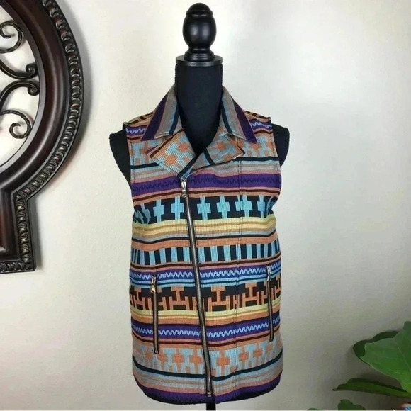 MSGM Women’s Cross Zip Sleeveless Multicolor Vest Size 38 Made in Italy - Picture 2 of 16